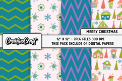 Christmas Digital Paper, christmas scrapbook illustrations Product Image 1