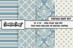 Vintage Baby Boy Digital Paper, baby boy backgrounds designs Product Image 1