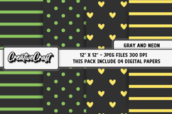 Gray Neon Digital Papers, gray neon backgrounds designs Product Image 1