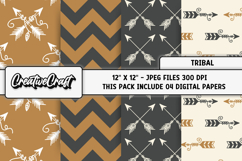 Boho Tribal Digital Paper, boho tribal digital scrapbook Product Image 1