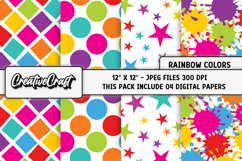 Rainbow Colors Digital Papers, scrapbook backgrounds designs Product Image 1