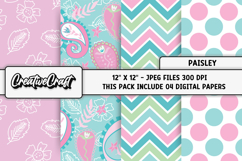 Paisley Digital Papers, pastel colors backgrounds designs Product Image 1