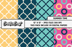 Summer Digital Paper, summer graphic, beach illustrations Product Image 1