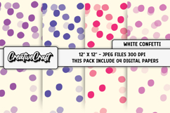 White Confetti Digital Paper, polka dot digital paper design Product Image 1