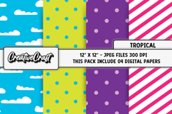 Tropical Summer Digital Papers, illustrations, backgrounds Product Image 1