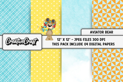Aviator Bear Digital Papers, aviator backgrounds designs Product Image 1