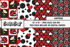 Ladybug Digital Paper, ladybug scrapbook backgrounds designs Product Image 1