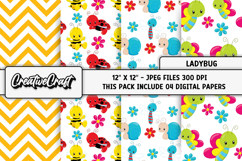 Ladybug Digital Paper, ladybug scrapbook backgrounds designs Product Image 1
