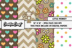 Monkey Baby Digital Papers, monkey backgrounds illustrations Product Image 1