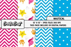 Nautical Digital Papers, scrapbooking backgrounds designs Product Image 1