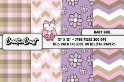 Baby Girl Digital Papers, baby shower digital scrapbooking Product Image 1