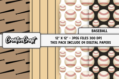 Baseball Sport Digital Paper, baseball graphic illustrations Product Image 1
