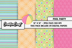 Pool Party digital papers, summer tropical scrapbook designs Product Image 1