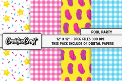 Pool Party digital papers, summer tropical scrapbook designs Product Image 1