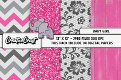 Baby Girl Digital Papers, baby shower digital scrapbooking Product Image 1