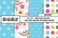Unicorns Digital Papers, unicorns backgrounds designs Product Image 1
