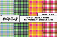 Madras Plaid Digital Papers, madras plaid background designs Product Image 1