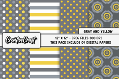Gray Yellow Digital Papers, honeybee backgrounds designs Product Image 1