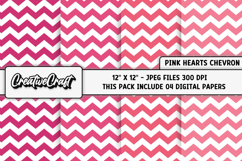 Pink Heart Chevron Digital Papers, valentines day background Product Image 1
