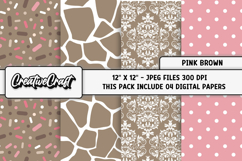 Pink Brown Digital Papers, pink brown backgrounds designs Product Image 1
