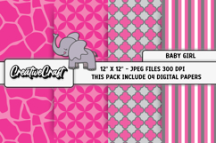Baby Girl Digital Papers, baby shower digital scrapbooking Product Image 1