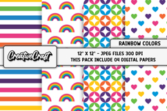 Rainbow Colors Digital Papers, scrapbook backgrounds designs Product Image 1