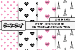 Love Paris Digital Papers, scrapbooking, backgrounds designs Product Image 1