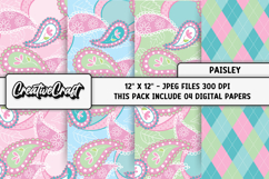 Paisley Digital Papers, pastel colors backgrounds designs Product Image 1