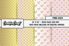 Pink Gold Digital Papers, pink gold background illustrations Product Image 1
