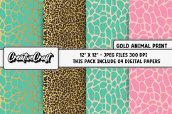 Gold Animal Print Digital Papers, animal skin backgrounds Product Image 1