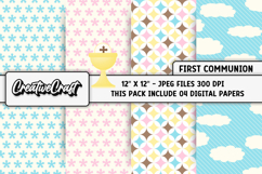 First Communion Digital Papers, scrapbooking backgrounds Product Image 1