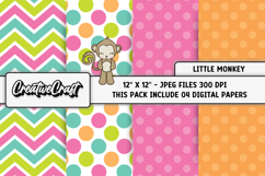 Monkey Baby Digital Papers, monkey backgrounds illustrations Product Image 1