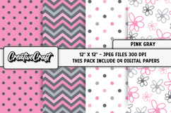Pink Gray Digital Papers, pink gray background illustrations Product Image 1