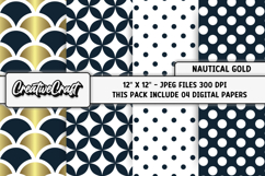 Nautical Gold Digital Papers, nautical backgrounds designs Product Image 1