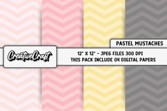 Pastel Colors Mustaches Digital Papers, mustaches background Product Image 1