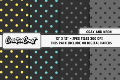 Gray Neon Digital Papers, gray neon backgrounds designs Product Image 1