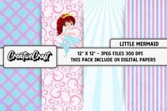 Little Mermaid Digital Papers, scrapbook backgrounds designs Product Image 1