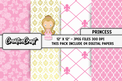 Princess Digital Papers, princess backgrounds illustrations Product Image 1