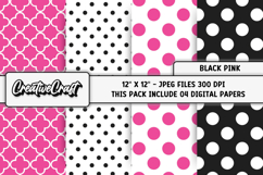 Black Pink Digital Papers, scrapbooking backgrounds designs Product Image 1