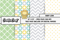 Baby Lion Digital Papers, baby animal backgrounds designs Product Image 1