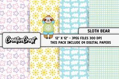 Sloth Digital Papers, bear background designs, illustrations Product Image 1