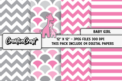 Baby Girl Digital Papers, baby shower digital scrapbooking Product Image 1