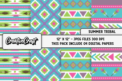Summer Tribal Digital Paper, summer tribal digital scrapbook Product Image 1