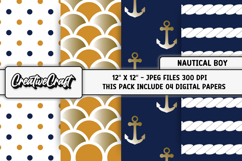 Nautical Boy Digital Papers, nautical backgrounds designs Product Image 1