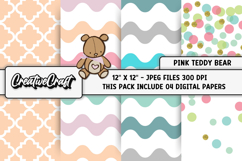 Pink Teddy Bear Digital Papers, teddy bear background design Product Image 1