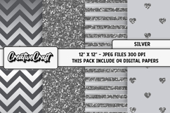 Silver Digital Papers, silver scrapbook, silver backgrounds Product Image 1