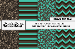Brown Teal Digital Papers, brown backgrounds illustrations Product Image 1