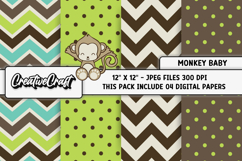 Monkey Baby Digital Papers, monkey backgrounds illustrations Product Image 1