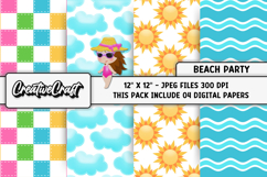 Beach Party Digital Paper, summer backgrounds illustrations Product Image 1