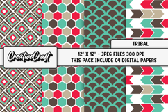 Boho Tribal Digital Papers, boho tribal digital scrapbook Product Image 1